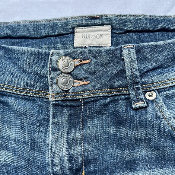 Hudson Jeans Collin Mid-Rise Skinny Crop light indigo distressed back pockets 27 - Picture 3 of 10